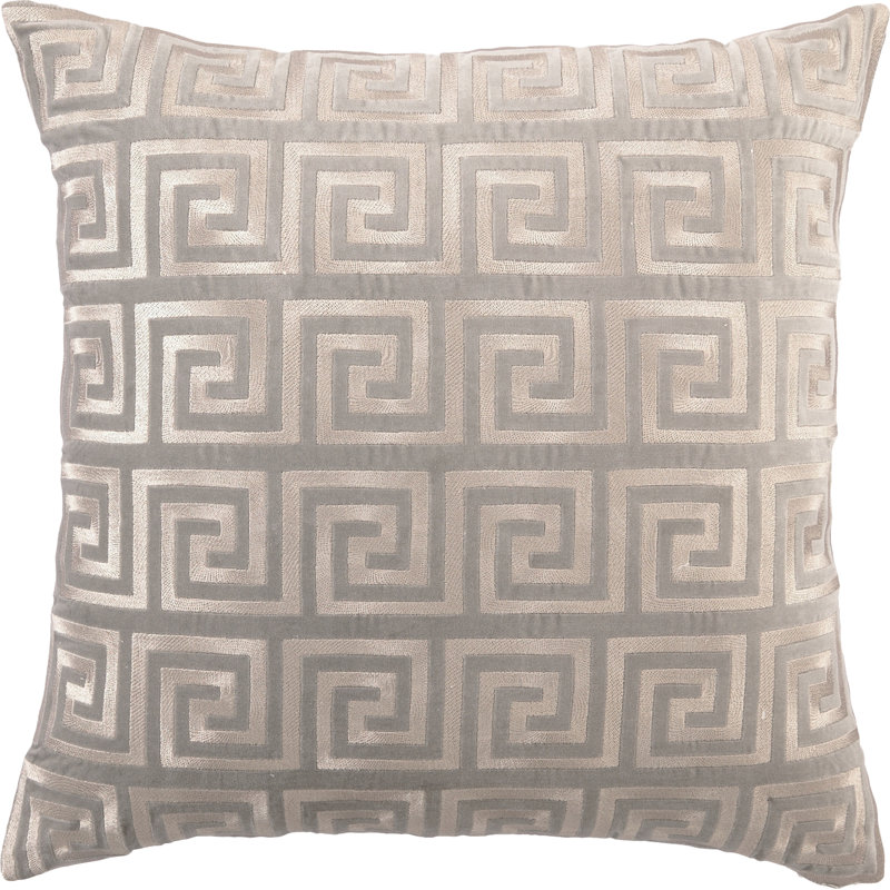 D.L. Rhein Embroidered Greek Key Linen Throw Pillow & Reviews Wayfair